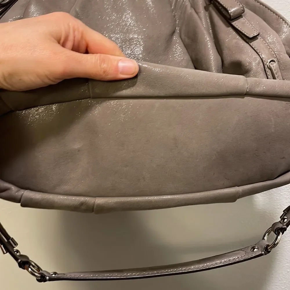 Coach Sophia grey pleated leather satchel